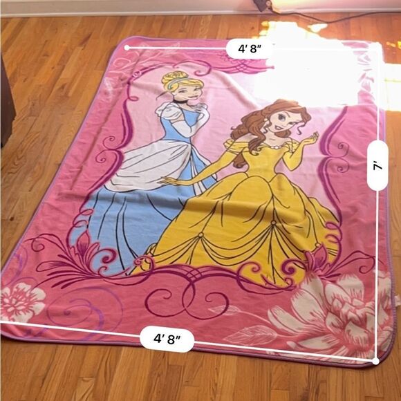 Disney Princess Cinderella and Belle Micro Raschel Twin Blanket; 62" x 90" - Picture 6 of 14